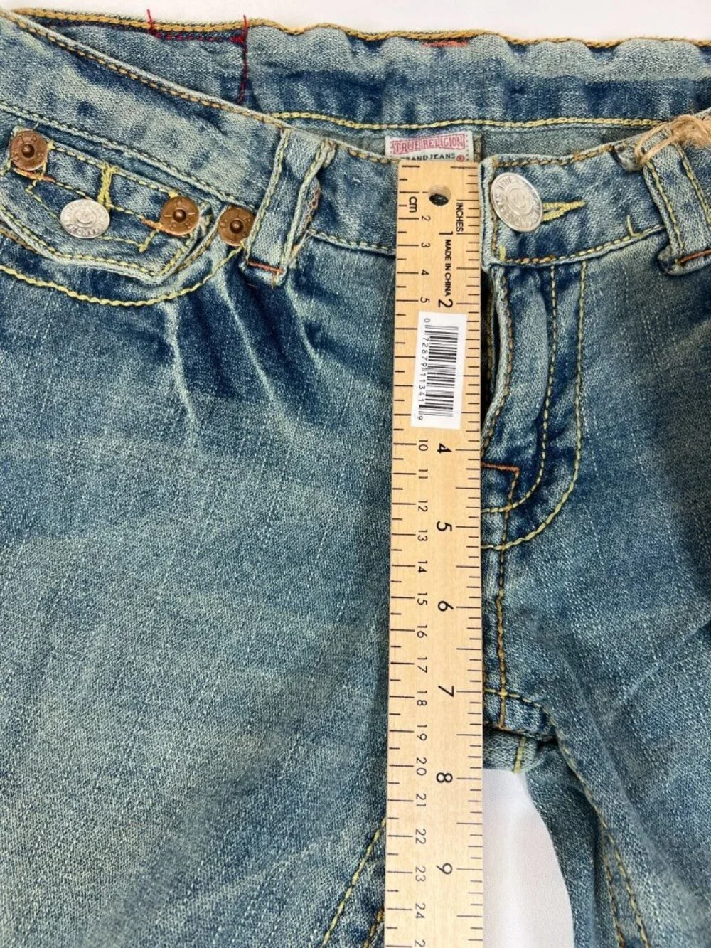 DEADSTOCK True Religion Joey Big T Jeans 28 Made in USA NWT Vintage Indigo Flare - Picture 8 of 12